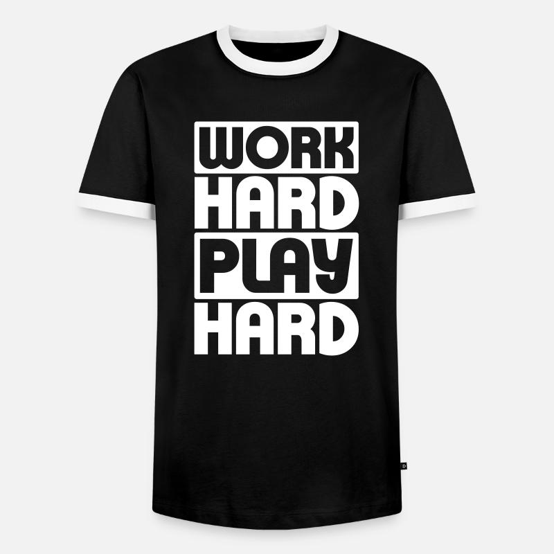 Work Hard Play Hard - Männer Kontrast-T-Shirt - Schwarz/Weiß