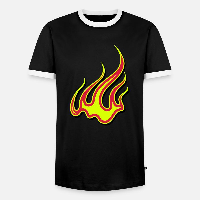 Fire flames art - Men's Ringer Shirt - black/white