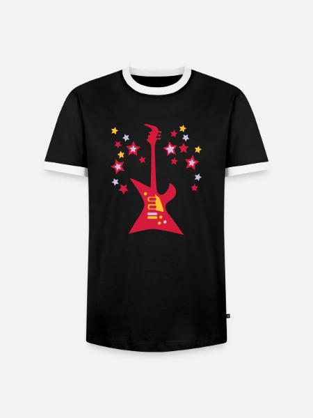 Guitare-electrique-son-etoiles - T-shirt contrasté Homme - noir/blanc
