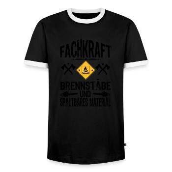 Fachkraft Holz - Männer Kontrast-T-Shirt - Schwarz/Weiß - Vorne - AI Model Female 172 light (172cm) & AI Model Male 178 light (178cm)