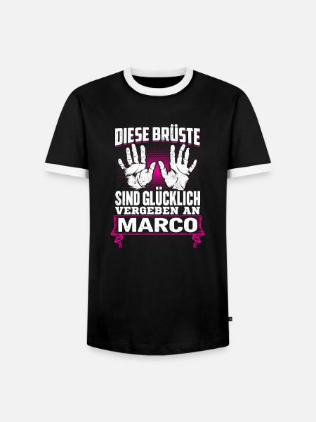 MARCO - Brüste - Männer Kontrast-T-Shirt - Schwarz/Weiß