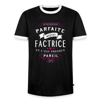 Factrice Parfaite - T-shirt contrasté Homme - noir/blanc - Devant - AI Model Female 172 light (172cm) & AI Model Male 178 light (178cm)