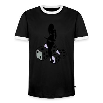 spielwürfel - Männer Kontrast-T-Shirt - Schwarz/Weiß - Vorne - AI Model Female 172 light (172cm) & AI Model Male 178 light (178cm)