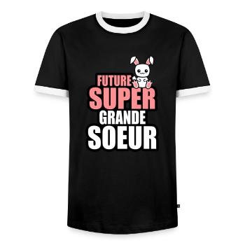 future super grande-soeur - T-shirt contrasté Homme - noir/blanc - Devant - AI Model Female 172 light (172cm) & AI Model Male 178 light (178cm)