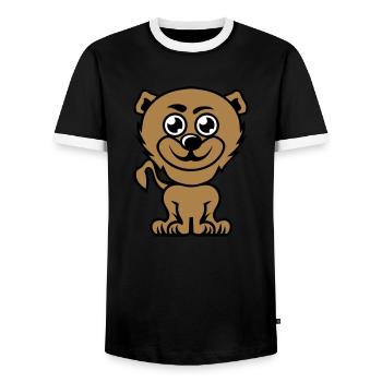 ours dessin enfant animaux - T-shirt contrasté Homme - noir/blanc - Devant - AI Model Female 172 light (172cm) & AI Model Male 178 light (178cm)