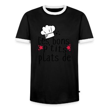 les bons petits plats - T-shirt contrasté Homme - noir/blanc - Devant - AI Model Female 172 light (172cm) & AI Model Male 178 light (178cm)