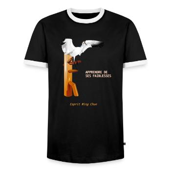 wing chun crane - Men's Ringer Shirt - black/white - Front - AI Model Female 172 light (172cm) & AI Model Male 178 light (178cm)