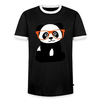 Panda mit Brille - Männer Kontrast-T-Shirt - Schwarz/Weiß - Vorne - AI Model Female 172 light (172cm) & AI Model Male 178 light (178cm)