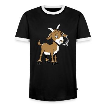 Les chèvres fument - T-shirt contrasté Homme - noir/blanc - Devant - AI Model Female 172 light (172cm) & AI Model Male 178 light (178cm)