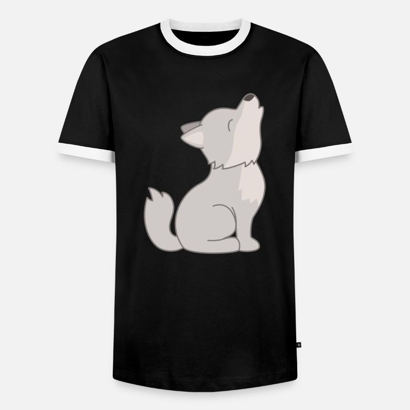 wolf - Men's Ringer Shirt - black/white