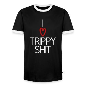 I love heart trippy stuff funny saying - Men's Ringer Shirt - black/white - Front - AI Model Female 172 light (172cm) & AI Model Male 178 light (178cm)