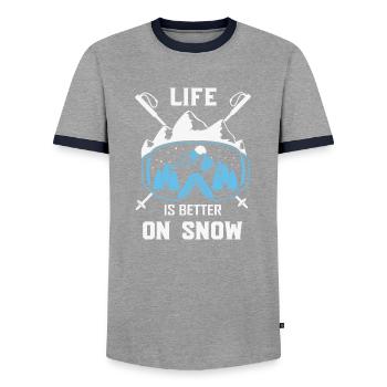 Winter Sports Life is better on Snow Skiing Ski - Männer Kontrast-T-Shirt - Grau/Navy  - Vorne - AI Model Female 172 light (172cm) & AI Model Male 178 light (178cm)