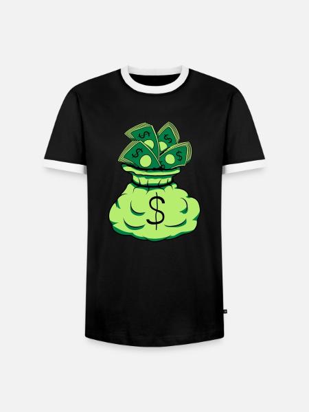 Geld Sack Scheine - Männer Kontrast-T-Shirt - Schwarz/Weiß