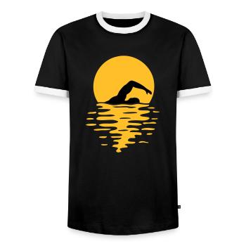 Nageur sea sun - T-shirt contrasté Homme - noir/blanc - Devant - AI Model Female 172 light (172cm) & AI Model Male 178 light (178cm)