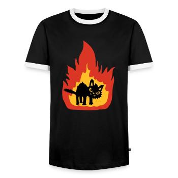 Burning hot cat - Men's Ringer Shirt - black/white - Front - AI Model Female 172 light (172cm) & AI Model Male 178 light (178cm)