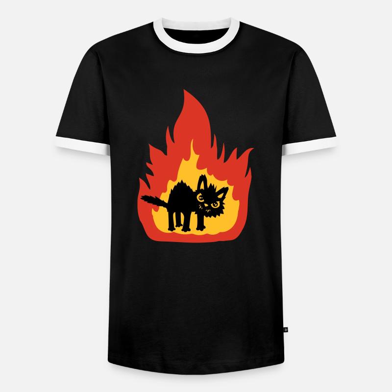 Burning hot cat - Men's Ringer Shirt - black/white