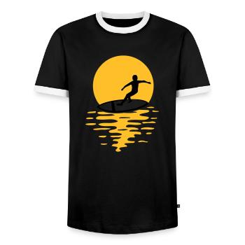 Sun Evening Surfers - Men's Ringer Shirt - black/white - Front - AI Model Female 172 light (172cm) & AI Model Male 178 light (178cm)