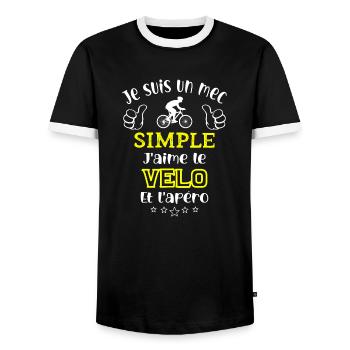 je suis un mec simple j'aime le vélo et l'apéro - T-shirt contrasté Homme - noir/blanc - Devant - AI Model Female 172 light (172cm) & AI Model Male 178 light (178cm)