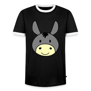 Cute donkey - Men's Ringer Shirt - black/white - Front - AI Model Female 172 light (172cm) & AI Model Male 178 light (178cm)