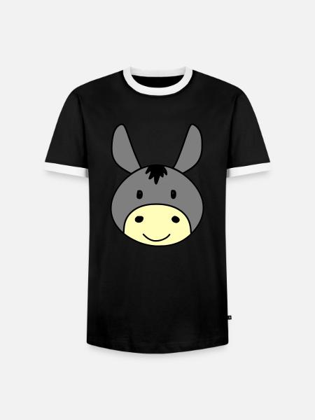 Âne mignon - T-shirt contrasté Homme - noir/blanc