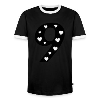 9 Birthday with heart - Men's Ringer Shirt - black/white - Front - AI Model Female 172 light (172cm) & AI Model Male 178 light (178cm)