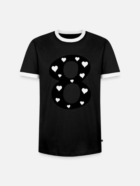 8 Birthday with heart - Men's Ringer Shirt - black/white