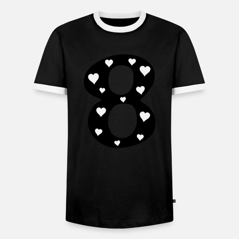 8 Birthday with heart - Men's Ringer Shirt - black/white