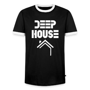 deep house - Men's Ringer Shirt - black/white - Front - AI Model Female 172 light (172cm) & AI Model Male 178 light (178cm)