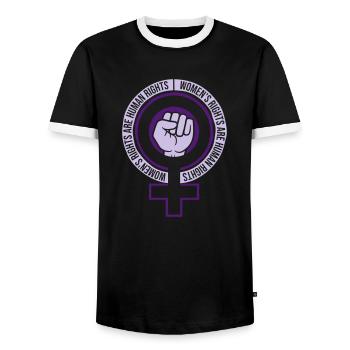 womens rights feminist quote - Men's Ringer Shirt - black/white - Front - AI Model Female 172 light (172cm) & AI Model Male 178 light (178cm)