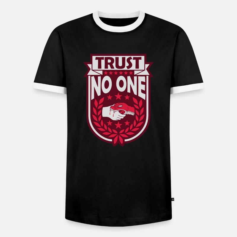 trust no one quote - Men's Ringer Shirt - black/white