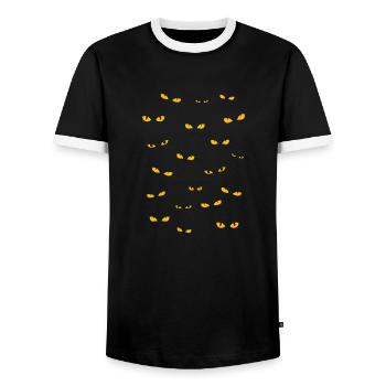 Gruselige Augen - Männer Kontrast-T-Shirt - Schwarz/Weiß - Vorne - AI Model Female 172 light (172cm) & AI Model Male 178 light (178cm)