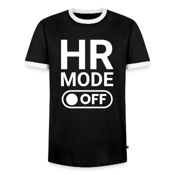 HR Mode OFF - Men's Ringer Shirt - black/white - Front - AI Model Female 172 light (172cm) & AI Model Male 178 light (178cm)