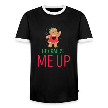 He Cracks Me Up Funny Gingerbread Christmas - Männer Kontrast-T-Shirt - Schwarz/Weiß - Vorne - AI Model Female 172 light (172cm) & AI Model Male 178 light (178cm)