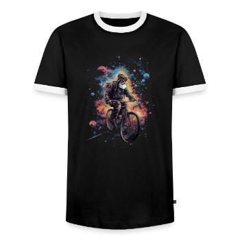Happy Bicycle Day - Old Man Trippy Motiv - Men's Ringer Shirt - black/white - Front - AI Model Female 172 light (172cm) & AI Model Male 178 light (178cm)