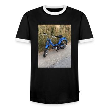 IMG 9198 - Men's Ringer Shirt - black/white - Front - AI Model Female 172 light (172cm) & AI Model Male 178 light (178cm)