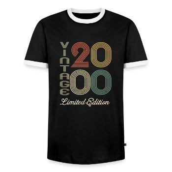 2000 Anniversary Born In 2000 Vintage Retro. Editio - Men's Ringer Shirt - black/white - Front - AI Model Female 172 light (172cm) & AI Model Male 178 light (178cm)