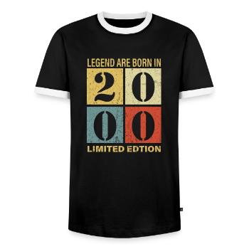Original Calendar 2000 Vintage Birthday Rec - Men's Ringer Shirt - black/white - Front - AI Model Female 172 light (172cm) & AI Model Male 178 light (178cm)