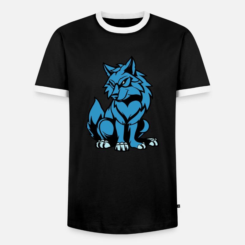 Wolf Comic Animal - Men's Ringer Shirt - black/white