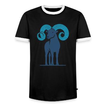 Bélier 1 - T-shirt contrasté Homme - noir/blanc - Devant - AI Model Female 172 light (172cm) & AI Model Male 178 light (178cm)