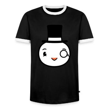 Sir Vogel Zylinder Hut Monokel Brille reicher Herr - Männer Kontrast-T-Shirt - Schwarz/Weiß - Vorne - AI Model Female 172 light (172cm) & AI Model Male 178 light (178cm)
