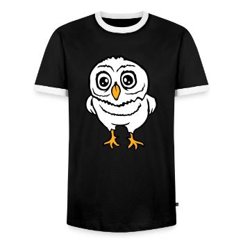 Owl Bird Eagle Owl Night Bird Barn Owl Owl Comic - Men's Ringer Shirt - black/white - Front - AI Model Female 172 light (172cm) & AI Model Male 178 light (178cm)