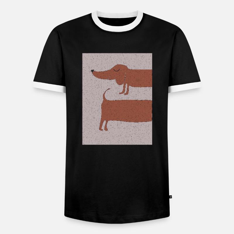 dackel stoffgewebe - Männer Kontrast-T-Shirt - Schwarz/Weiß