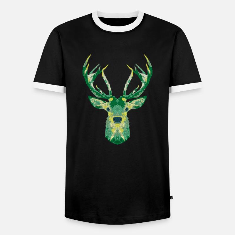 Hirsche - Männer Kontrast-T-Shirt - Schwarz/Weiß
