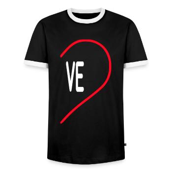 Herz VE LOVE - Männer Kontrast-T-Shirt - Schwarz/Weiß - Vorne - AI Model Female 172 light (172cm) & AI Model Male 178 light (178cm)