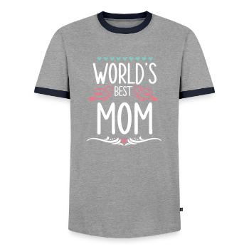 World´s Best Mom Muttertagsgeschenk Mami Mama Mom - Männer Kontrast-T-Shirt - Grau/Navy  - Vorne - AI Model Female 172 light (172cm) & AI Model Male 178 light (178cm)
