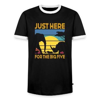 Juste ici pour les Big Five - T-shirt contrasté Homme - noir/blanc - Devant - AI Model Female 172 light (172cm) & AI Model Male 178 light (178cm)