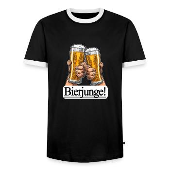 Bierjunge! - Männer Kontrast-T-Shirt - Schwarz/Weiß - Vorne - AI Model Female 172 light (172cm) & AI Model Male 178 light (178cm)