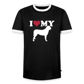 Mastiff - Männer Kontrast-T-Shirt - Schwarz/Weiß - Vorne - AI Model Female 172 light (172cm) & AI Model Male 178 light (178cm)