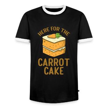 Here For The Carrot Cake Funny Cake Food Lover - Männer Kontrast-T-Shirt - Schwarz/Weiß - Vorne - AI Model Female 172 light (172cm) & AI Model Male 178 light (178cm)