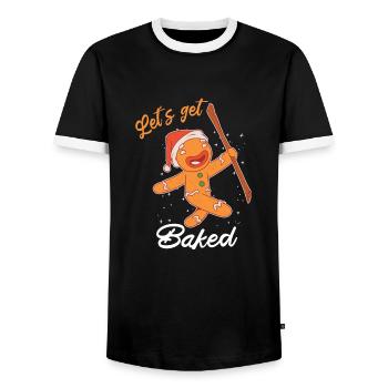 Cuisson de Noël Let’s Get Baked - T-shirt contrasté Homme - noir/blanc - Devant - AI Model Female 172 light (172cm) & AI Model Male 178 light (178cm)